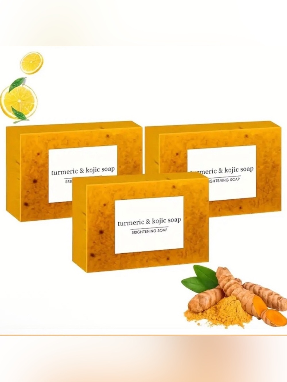 For Sale 3 bars ofTurmeric & Kojic Acid Face & Body Soap - Bright Yellow BNIP🧼
